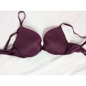 Victoria's Secret PINK Bra Women's 32D Plum Purple Push Up Wear Everywhere